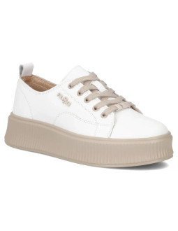Skórzane półbuty sneakersy na platformie białe filippo dp6122