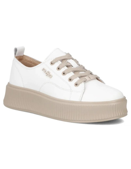 Skórzane półbuty sneakersy na platformie białe filippo dp6122