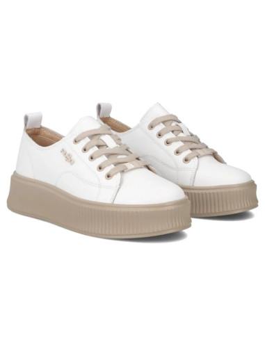 Skórzane półbuty sneakersy na platformie białe filippo dp6122