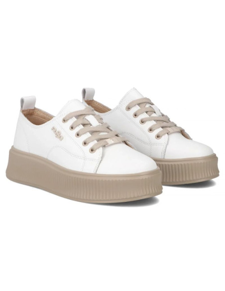 Skórzane półbuty sneakersy na platformie białe filippo dp6122