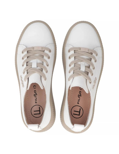 Skórzane półbuty sneakersy na platformie białe filippo dp6122
