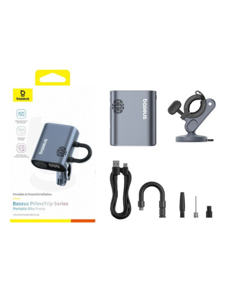 Pompka elektryczna baseus primetrip series z cyfrowym wyświetlaczem do rowerów - czarna