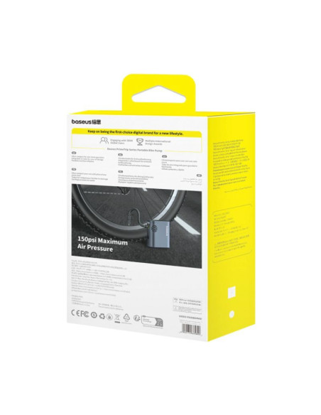 Pompka elektryczna baseus primetrip series z cyfrowym wyświetlaczem do rowerów - czarna