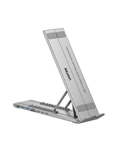 Unitek podstawka pod laptop regulowana + hub usb-c/a, hdmi 2.0, pd 100w