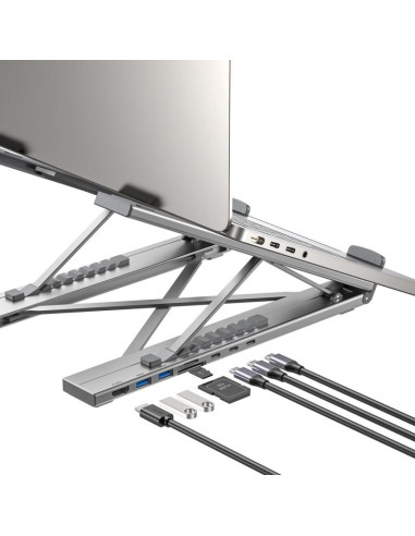 Unitek podstawka pod laptop regulowana + hub usb-c/a, hdmi 2.0, pd 100w