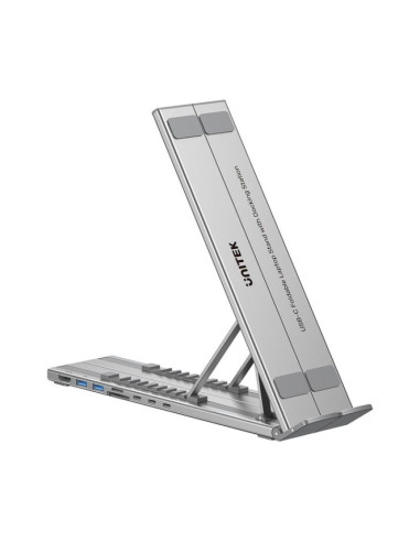Unitek podstawka pod laptop regulowana + hub usb-c/a, hdmi 2.0, pd 100w