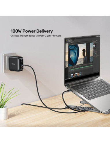 Unitek podstawka pod laptop regulowana + hub usb-c/a, hdmi 2.0, pd 100w