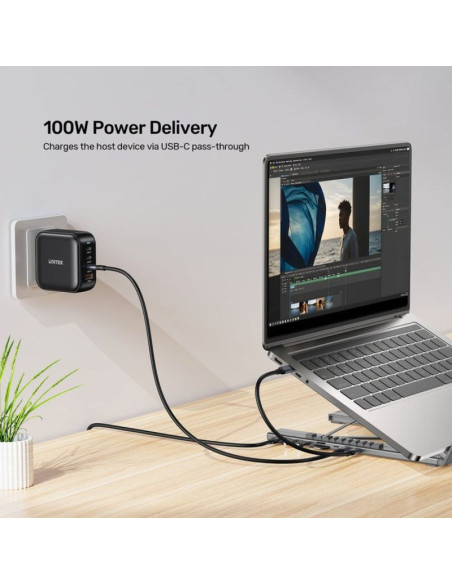 Unitek podstawka pod laptop regulowana + hub usb-c/a, hdmi 2.0, pd 100w