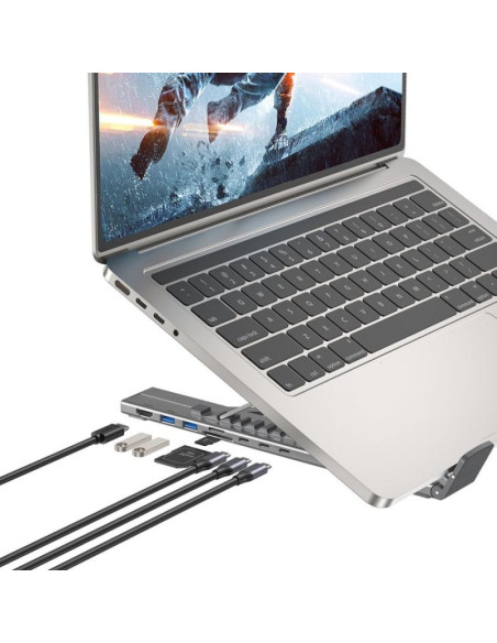 Unitek podstawka pod laptop regulowana + hub usb-c/a, hdmi 2.0, pd 100w