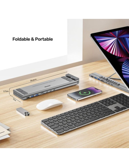 Unitek podstawka pod laptop regulowana + hub usb-c/a, hdmi 2.0, pd 100w