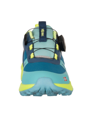 Buty trollkids trollfjord hiker low xt waterproof niebieski portowy/wiosenny liść/mgła akwamarynowa
