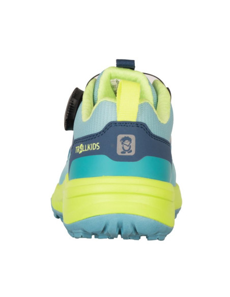 Buty trollkids trollfjord hiker low xt waterproof niebieski portowy/wiosenny liść/mgła akwamarynowa