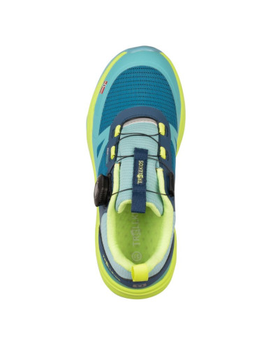 Buty trollkids trollfjord hiker low xt waterproof niebieski portowy/wiosenny liść/mgła akwamarynowa