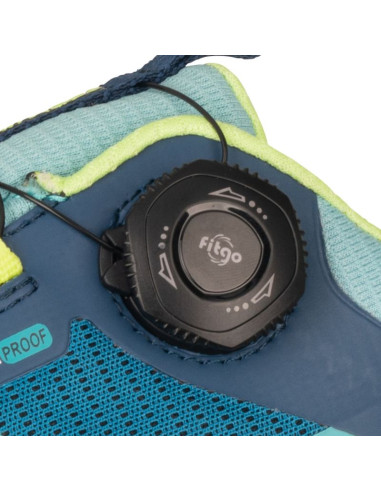Buty trollkids trollfjord hiker low xt waterproof niebieski portowy/wiosenny liść/mgła akwamarynowa