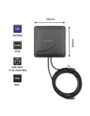 Qoltec antena 4g lte dual mimo booster 35dbi 50w 2xsma męski (57041)