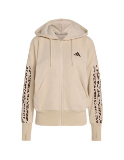Bluza damska adidas seasonal essentials animal print 3-stripes full-zip hooded beżowa kh1547 2