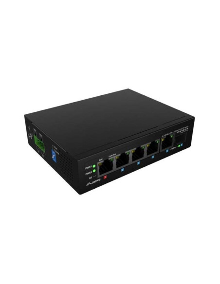 Switch lanberg ilfe-4p-1ge-1s-90 light industrial poe 1xbt 3xat sfp+eth din fast ethernet