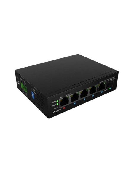 Switch lanberg ilfe-4p-1ge-1s-90 light industrial poe 1xbt 3xat sfp+eth din fast ethernet
