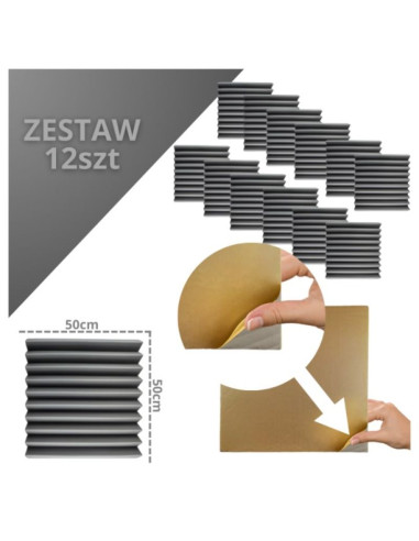 Dna am4 gy panel akustyczny zestaw 12 szt. szary