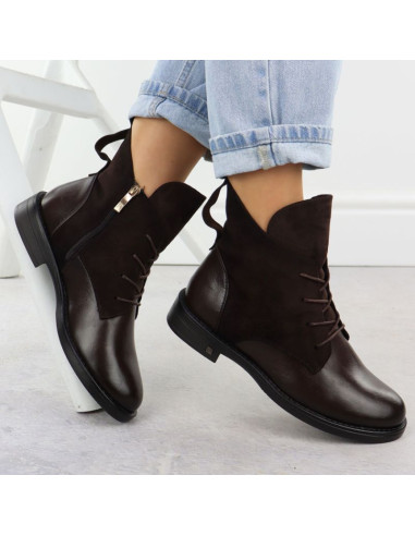 Botki zamszowe damskie brązowe potocki z25-sz12080