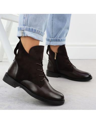 Botki zamszowe damskie brązowe potocki z25-sz12080
