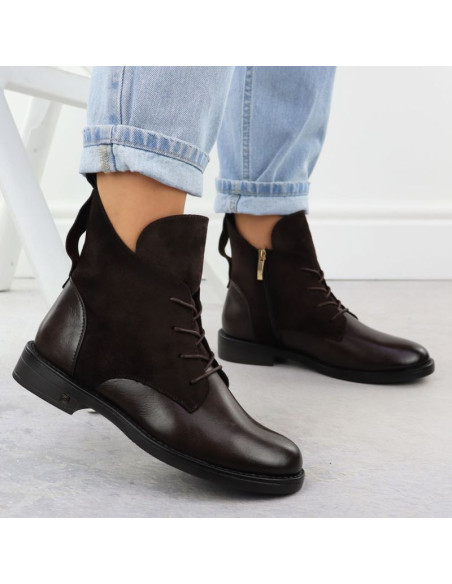 Botki zamszowe damskie brązowe potocki z25-sz12080