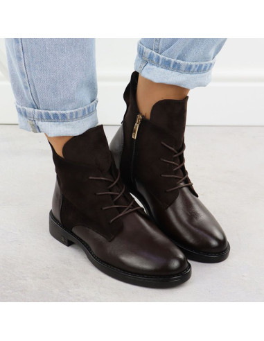 Botki zamszowe damskie brązowe potocki z25-sz12080