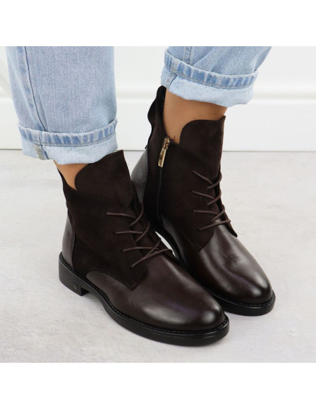 Botki zamszowe damskie brązowe potocki z25-sz12080