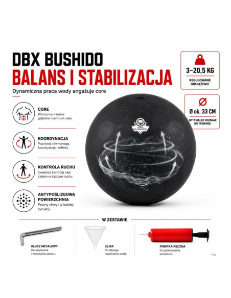 Wodna piłka lekarska 3 - 20 kg - tls-t 33cm | dbx bushido