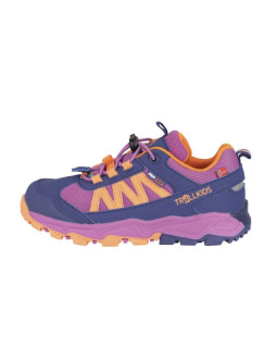 Wodoodporne buty turystyczne dziecięce dla chłopca/dziewczynki trollkids kids tronfjell hiker low violet blue/mallow pink/papaya