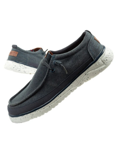 Wrangler buty męskie półbuty mokasyny makena stone niebieskie modne granatowe