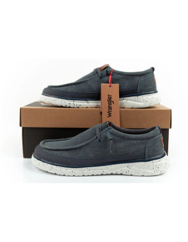 Wrangler buty męskie półbuty mokasyny makena stone niebieskie modne granatowe