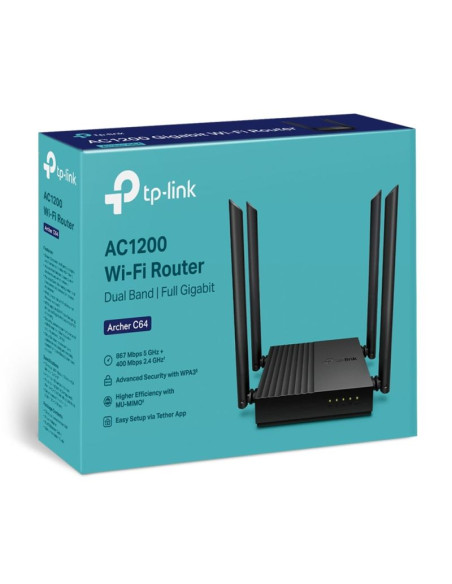 Router tp-link archer c64 obsługa standardu wi-fi 802.11ac wave2 – 867 mb/s w paśmie 5 ghz i 400 mb/s w paśmie 2,4 ghz†.