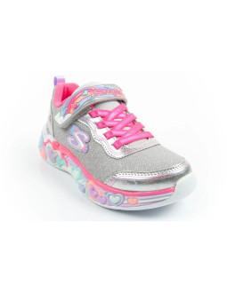 Skechers s lights led buty sportowe dziecięce dla dziewczynki na rzep szare 2
