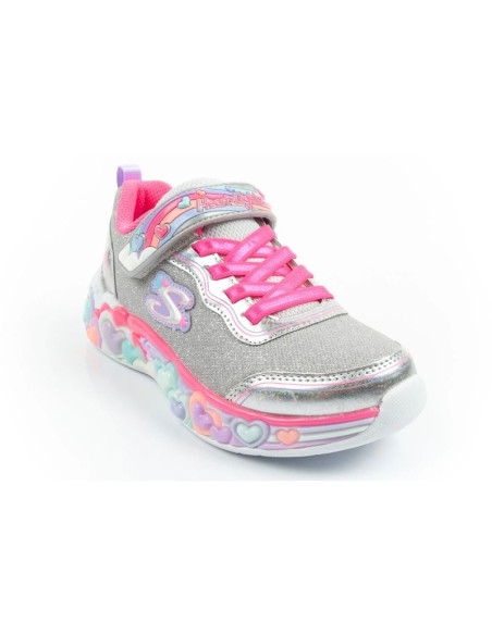 Skechers s lights led buty sportowe dziecięce dla dziewczynki na rzep szare