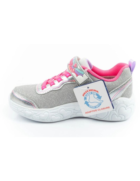 Skechers s lights led buty sportowe dziecięce dla dziewczynki na rzep szare