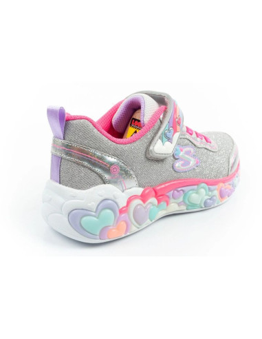 Skechers s lights led buty sportowe dziecięce dla dziewczynki na rzep szare