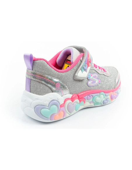 Skechers s lights led buty sportowe dziecięce dla dziewczynki na rzep szare