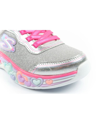 Skechers s lights led buty sportowe dziecięce dla dziewczynki na rzep szare