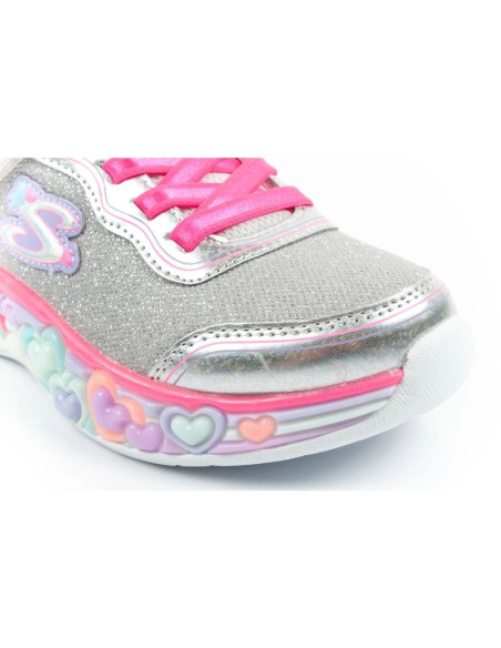 Skechers s lights led buty sportowe dziecięce dla dziewczynki na rzep szare