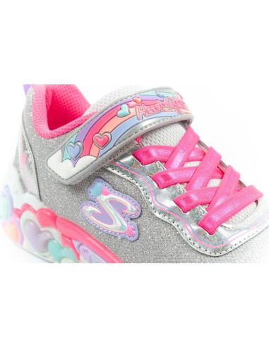 Skechers s lights led buty sportowe dziecięce dla dziewczynki na rzep szare