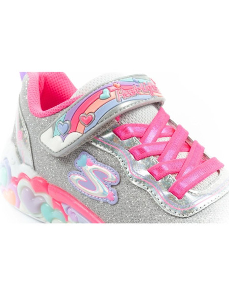 Skechers s lights led buty sportowe dziecięce dla dziewczynki na rzep szare