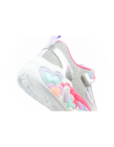 Skechers s lights led buty sportowe dziecięce dla dziewczynki na rzep szare