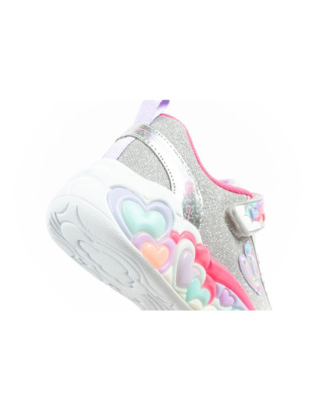Skechers s lights led buty sportowe dziecięce dla dziewczynki na rzep szare