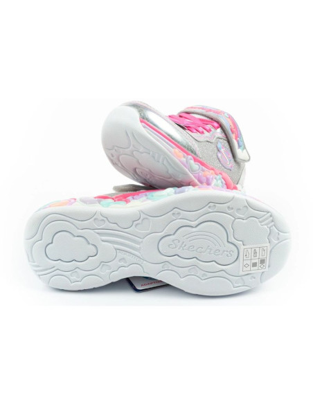 Skechers s lights led buty sportowe dziecięce dla dziewczynki na rzep szare