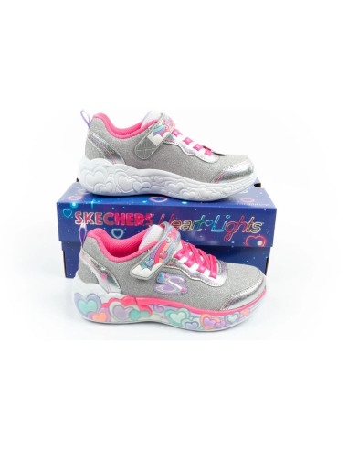 Skechers s lights led buty sportowe dziecięce dla dziewczynki na rzep szare