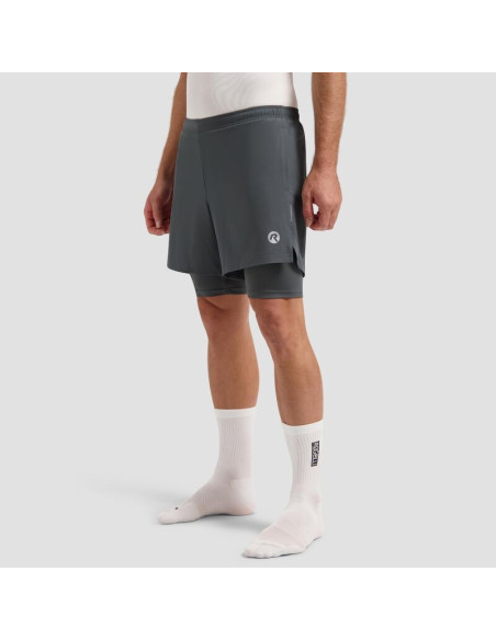 Rogelli spodenki męskie 2w1 essential szare m