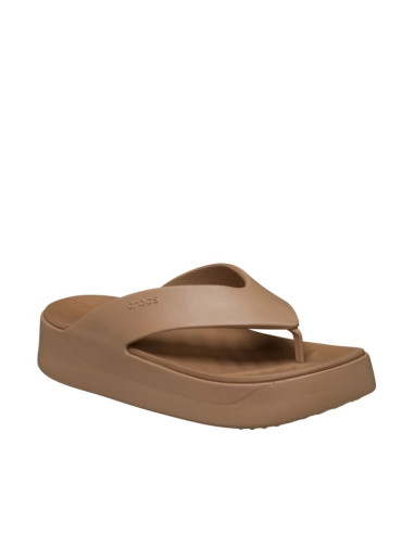 Klapki damskie crocs getaway platform flip brązowe 209410 2jj