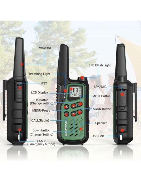 Krótkofalówka baofeng bf-t25e zielona, 2 sztuki