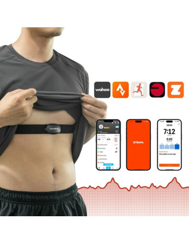 Pas do pomiaru tętna rockbros hrm812 bluetooth ant+ ip67 - czarny